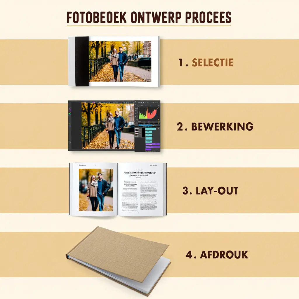 Fotoboek ontwerp proces met professionele lay-out